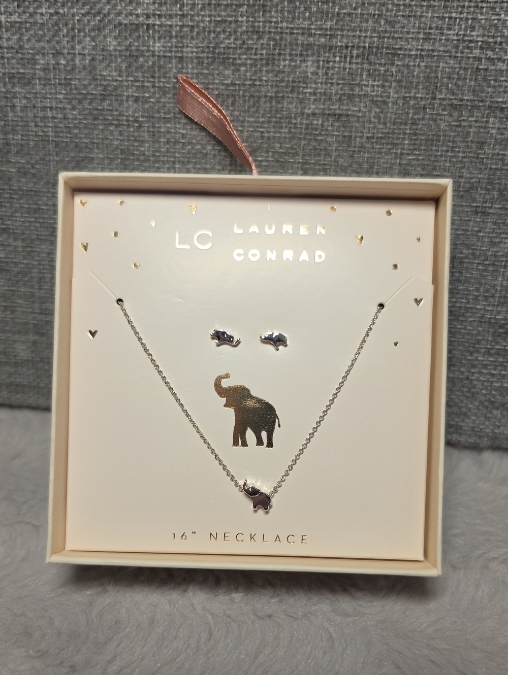 Lauren Conrad Elephant Necklace and Stud Earrings